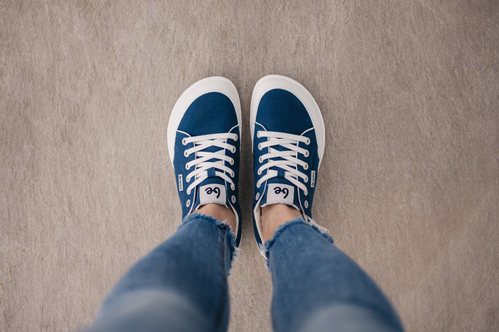 Zapatillas barefoot Be Lenka Rebound Dark Blue azules veganas, puestas, vista superior