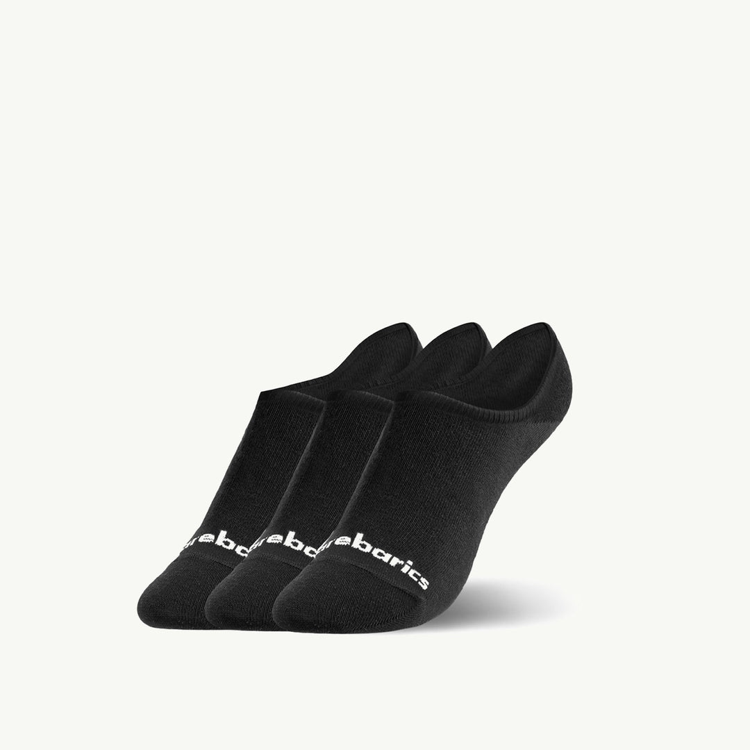 Calcetines invisibles barefoot Barebarics No-Show negros, pack de 3