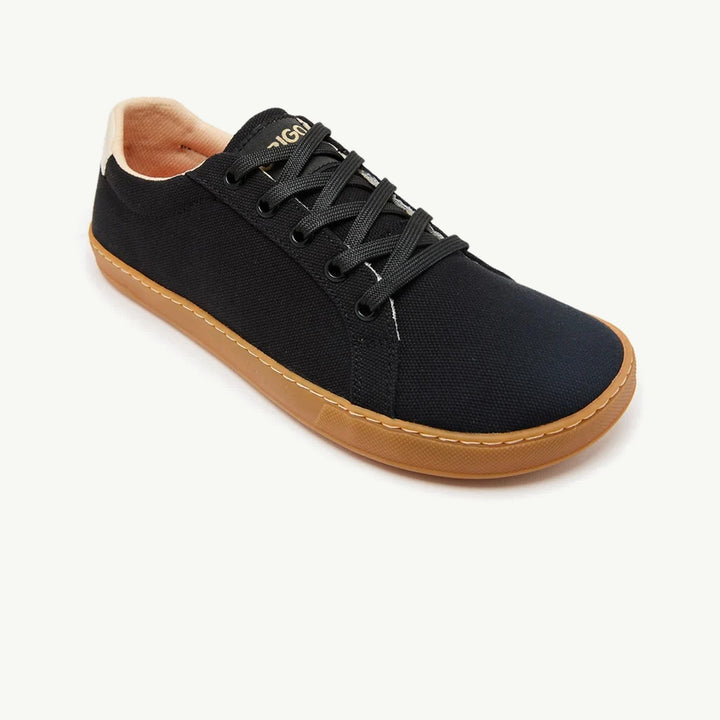 Zapatillas barefoot de lona Origo Cotton Canvas Black Amber, vista lateral