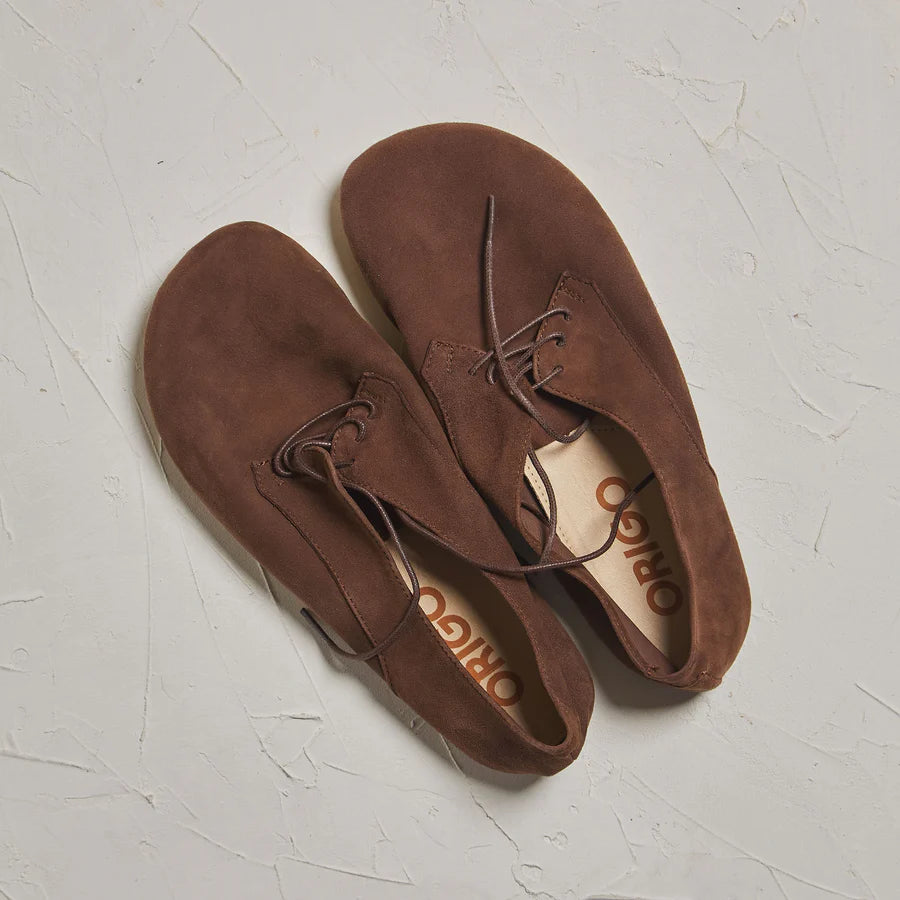 Zapatos barefoot derby Origo New Derby Chocolate de gamuza, par, vista 3/4