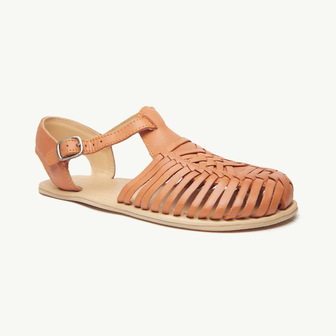 Calzado barefoot de cuero Origo Huaraches Clásica Toffee, vista 3/4