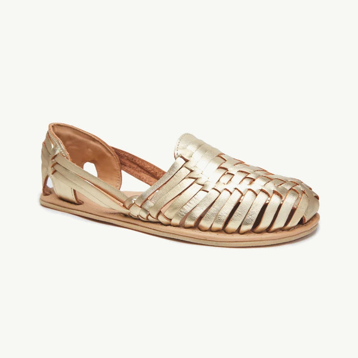 Calzado barefoot de cuero Origo Huaraches Slip-On Gold, vista lateral