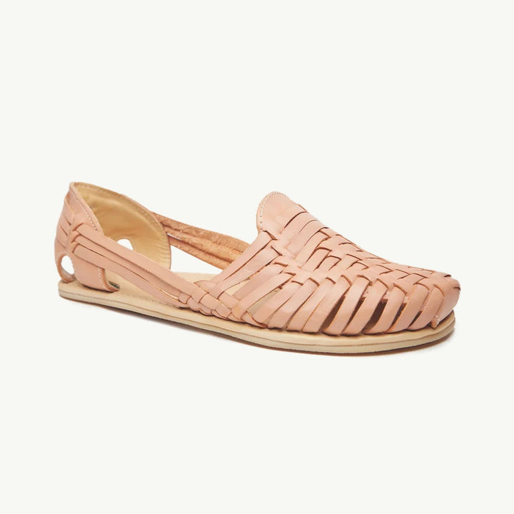 Calzado barefoot de cuero Origo Huaraches Slip-On Tan, vista lateral